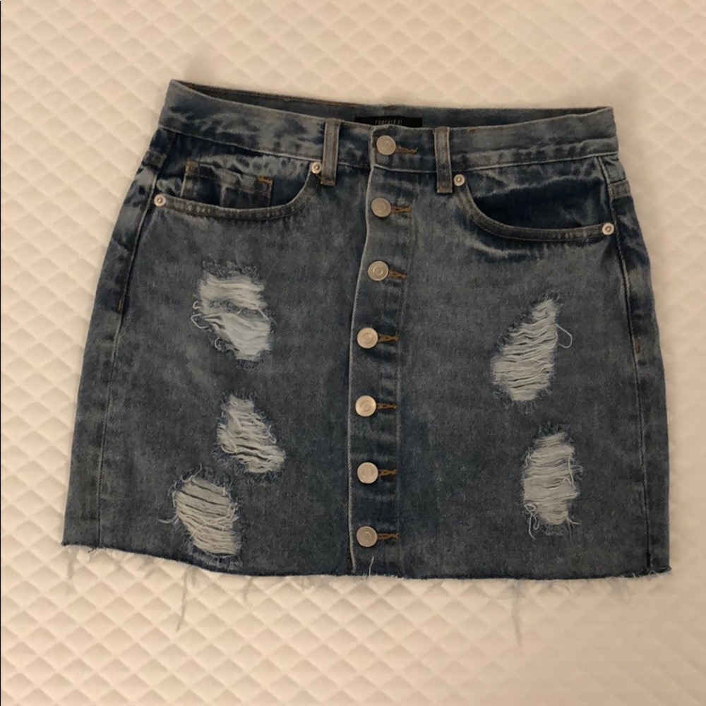 Distressed Jean mini skirt